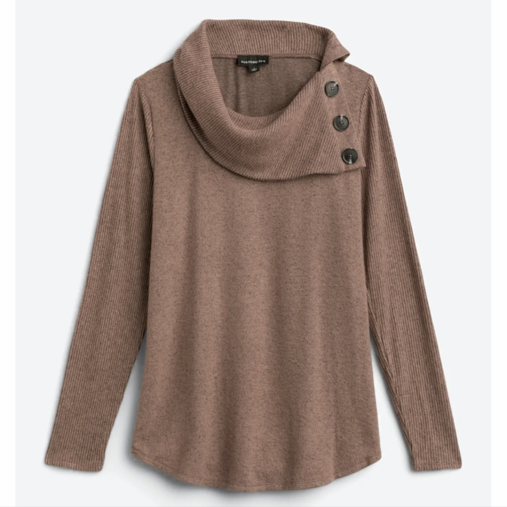 Kaavia Button Detail Brushed Knit Top